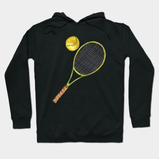 Tennis racket with tennis ball. color pencil Hoodie